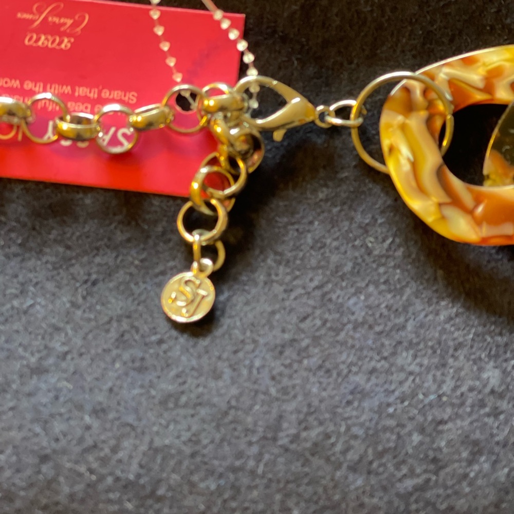 Sassy Jones Multitone Tortoiseshell Chain Necklace in Brown and Amber - Picture 2 of 3